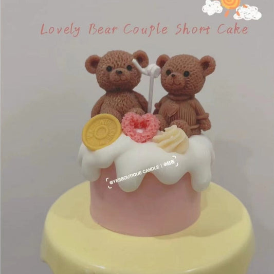 Lovely Bear Couple Short Cake Candles